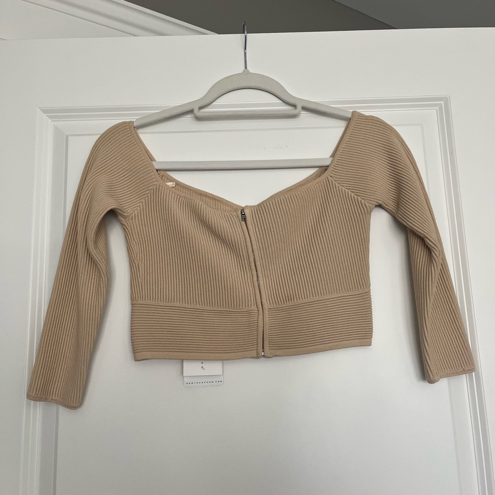 Endless Rose Beige Ribbed Knit Top - Picture 4 of 4